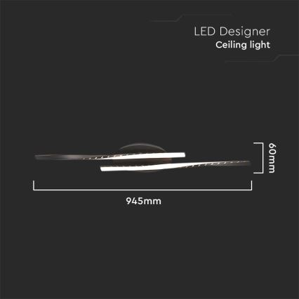 LED-kattovalaisin LED/12W/230V 3000K 94,5 cm musta