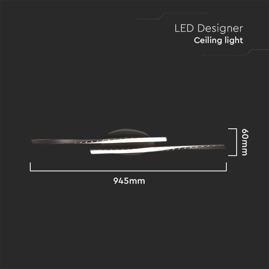 LED-kattovalaisin LED/12W/230V 3000K 94,5 cm musta