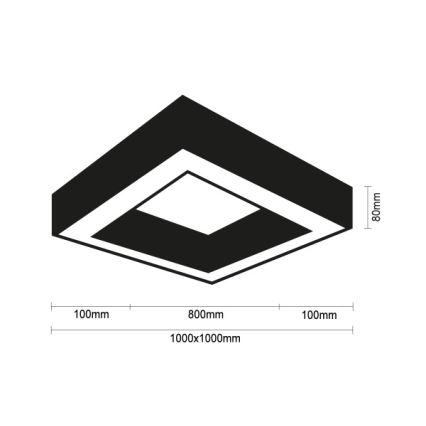 LED-kattovalaisin LED/130W/230V 3000/4000/6500K 100x100 cm musta