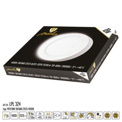 LED-kattovalaisin LED/18W/230V 4000K halkaisija 22,5 cm