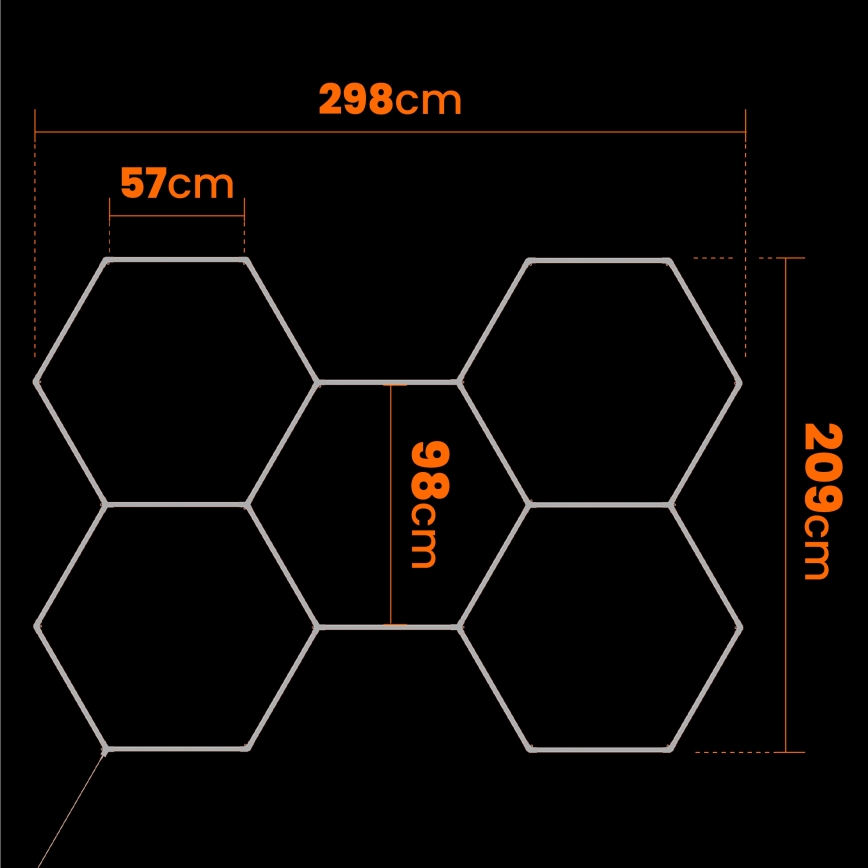 LED-kattovalaisin HEXAGON LED/192W/85-265V 6500K 298x209 cm CRI 90 IP54 valkoinen