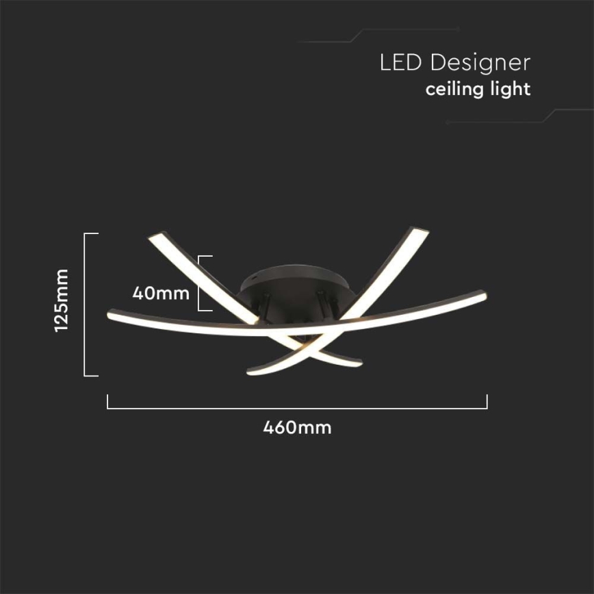 LED-kattovalaisin LED/20W/230V 3000K musta