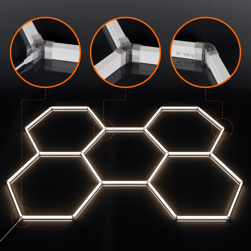 LED-kattovalaisin HEXAGON LED/240W/85-265V 4000K 298x209 cm Ra 90 IP44 valkoinen