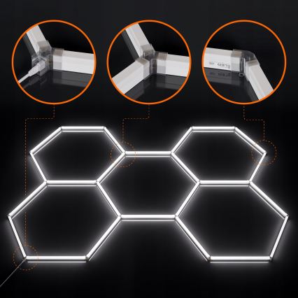 LED-kattovalaisin HEXAGON LED/240W/85-265V 6500K 298x209 cm CRI 90 IP44 valkoinen
