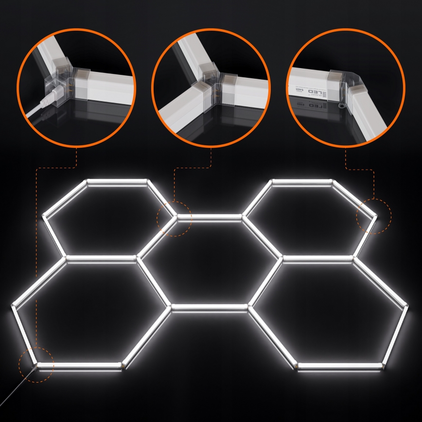 LED-kattovalaisin HEXAGON LED/240W/85-265V 6500K 298x209 cm CRI 90 IP44 valkoinen