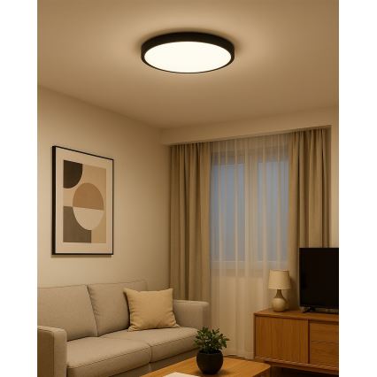 LED-kattovalaisin LED/32W/230V 3000/4000/6500K Ø 40 cm musta
