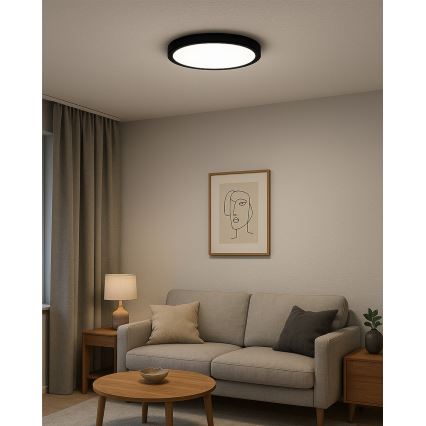 LED-kattovalaisin LED/32W/230V 3000/4000/6500K Ø 40 cm musta