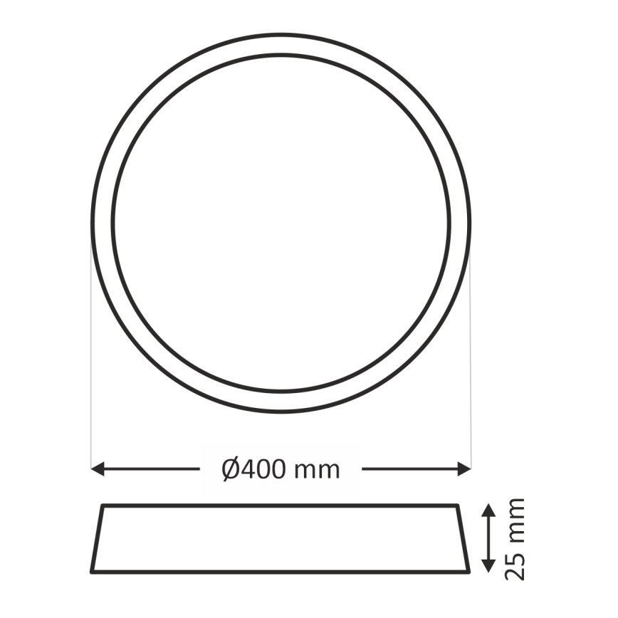 LED-kattovalaisin LED/32W/230V 3000/4000/6500K Ø 40 cm musta