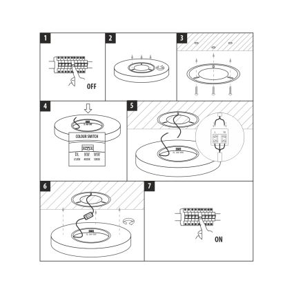 LED-kattovalaisin LED/32W/230V 3000/4000/6500K Ø 40 cm musta