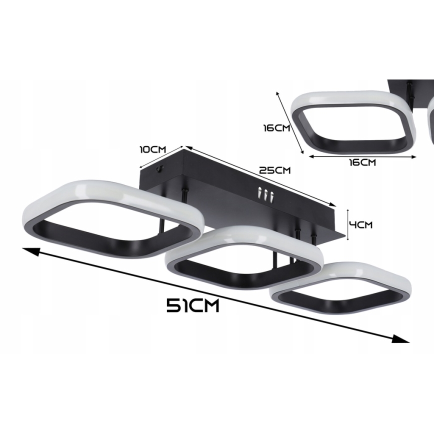 LED-kattovalaisin LED/33W/230V musta