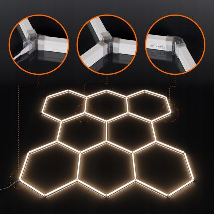 LED-kattovalaisin HEXAGON LED/350W/85-265V 4000K 313x298 cm CRI 90 IP44 valkoinen