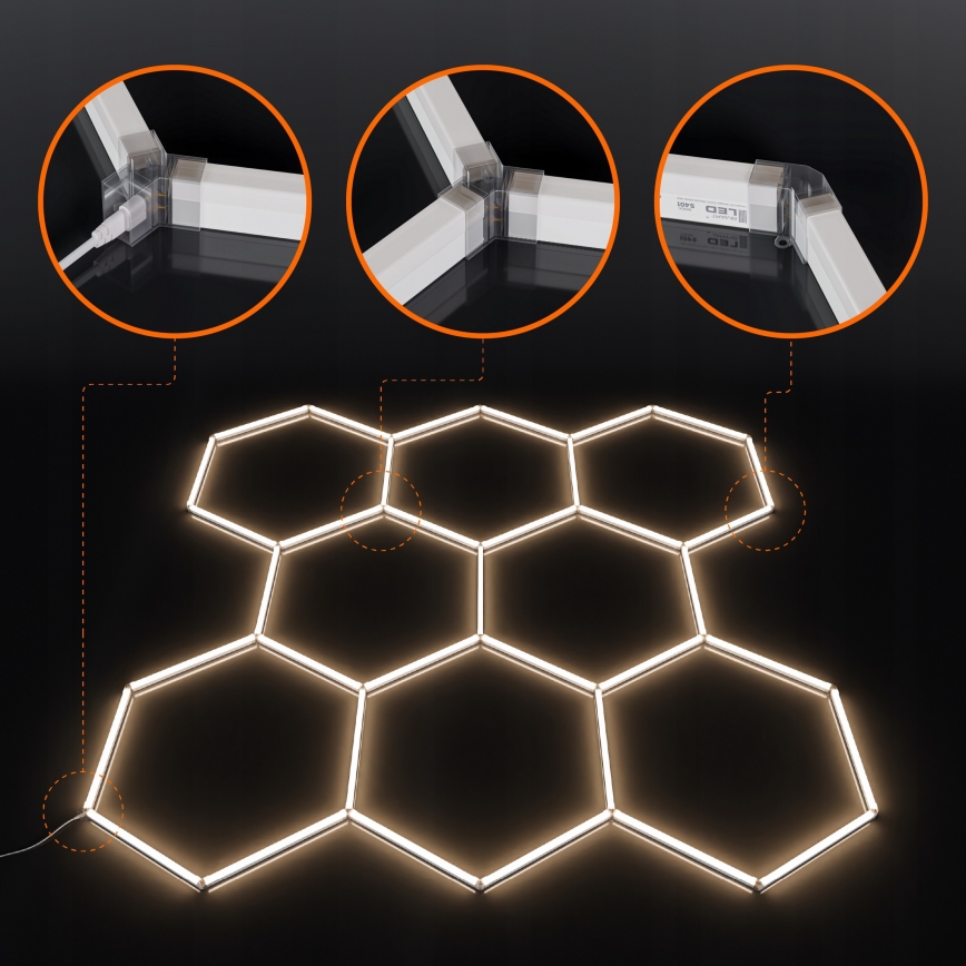 LED-kattovalaisin HEXAGON LED/350W/85-265V 4000K 313x298 cm CRI 90 IP44 valkoinen