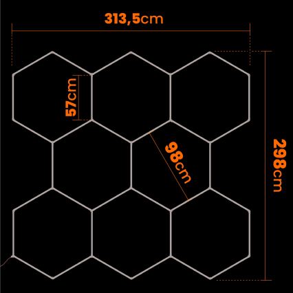 LED-kattovalaisin HEXAGON LED/350W/85-265V 4000K 313x298 cm CRI 90 IP44 valkoinen