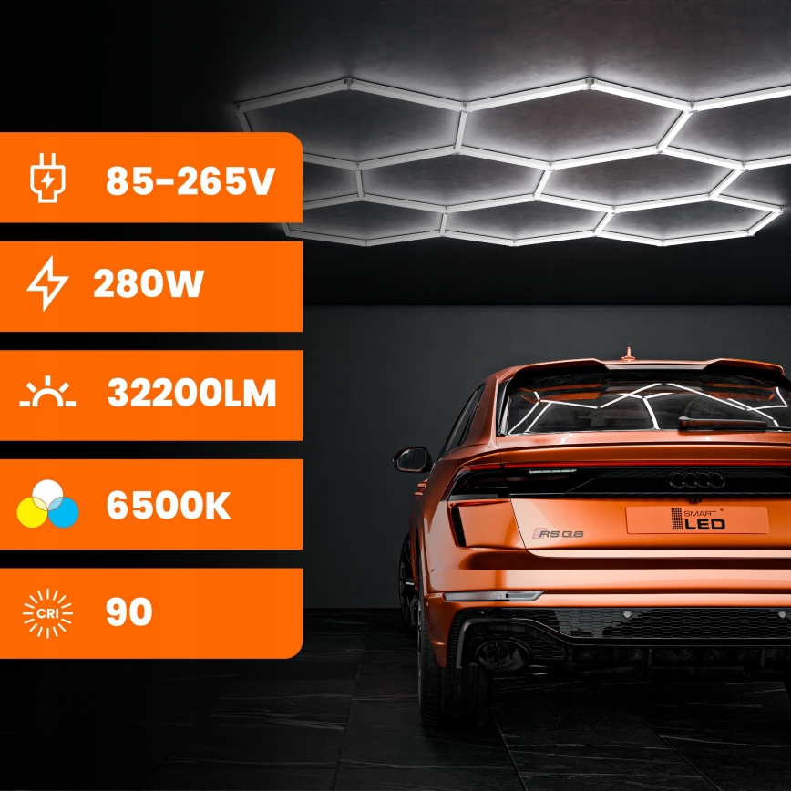 HEXAGON LED-kattovalaisin/350W/85-265V 6500K 313x298 cm CRI 90 IP44 valkoinen