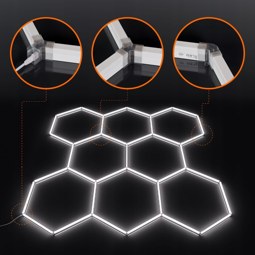 HEXAGON LED-kattovalaisin/350W/85-265V 6500K 313x298 cm CRI 90 IP44 valkoinen