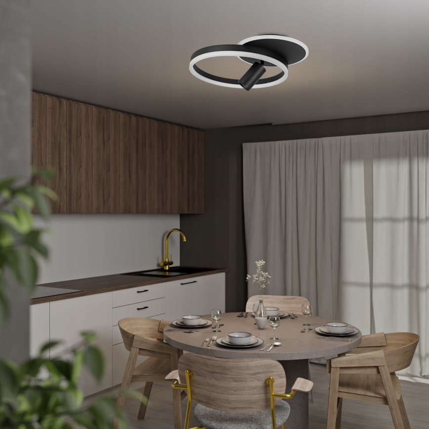 LED-kattovalaisin LED/38W/230V + 1xGU10/30W musta