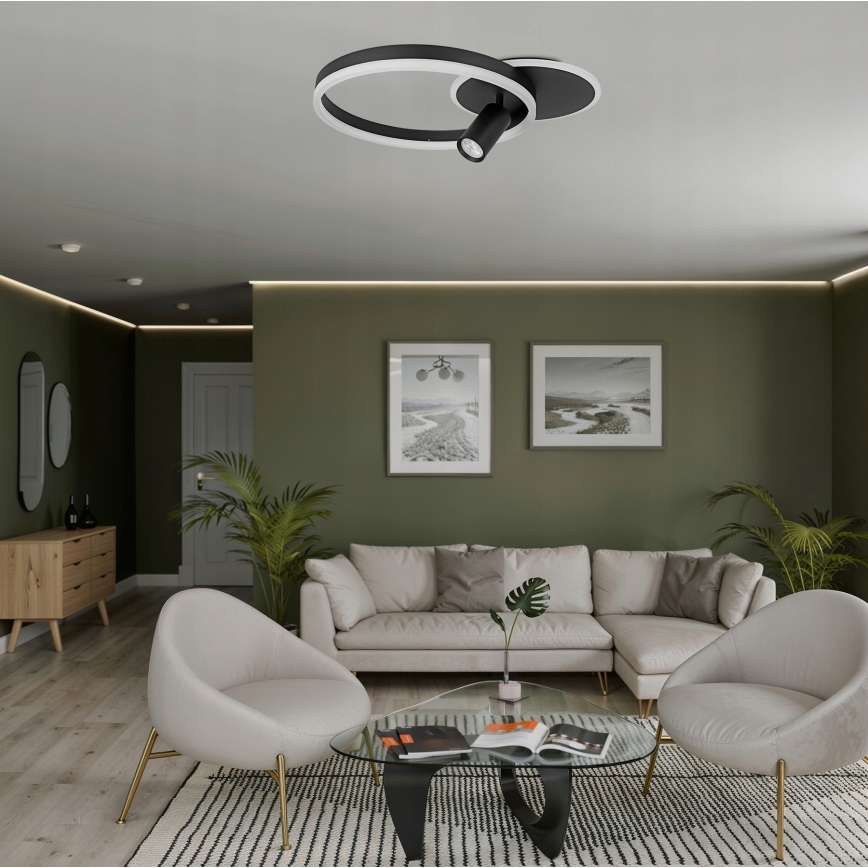 LED-kattovalaisin LED/38W/230V + 1xGU10/30W musta