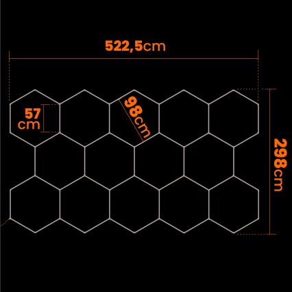 LED-kattovalaisin HEXAGON LED/570W/85-265V 4000K 522x298 cm CRI 90 IP44 valkoinen