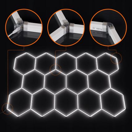 LED-kattovalaisin HEXAGON LED/570W/85-265V 6500K 522x298 cm CRI 90 IP44 valkoinen