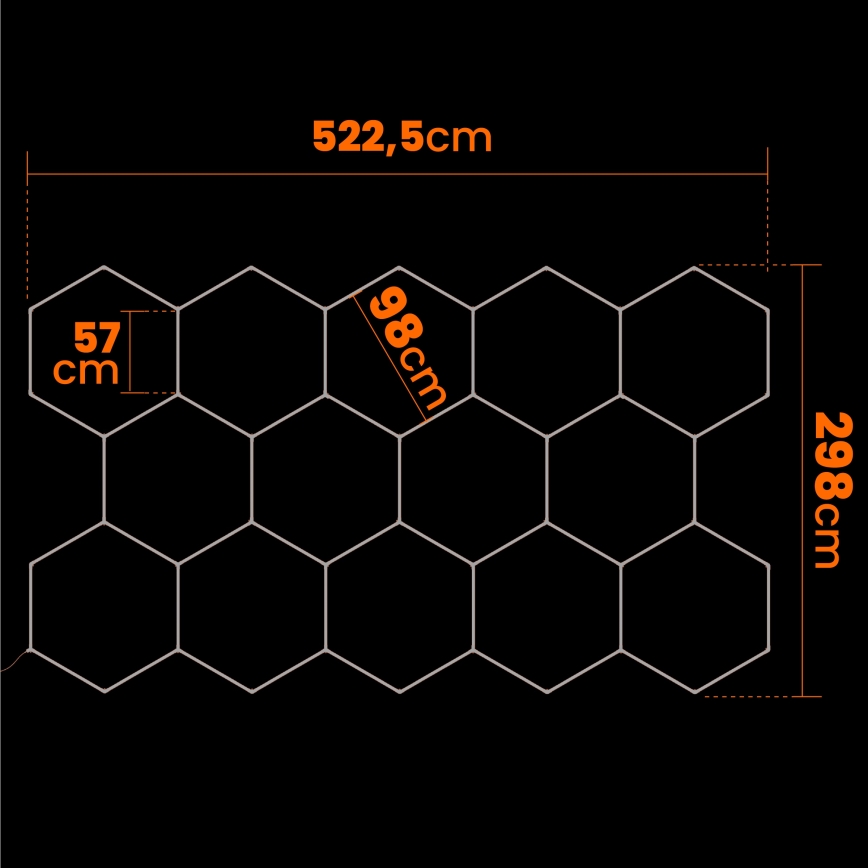 LED-kattovalaisin HEXAGON LED/570W/85-265V 6500K 522x298 cm CRI 90 IP44 valkoinen