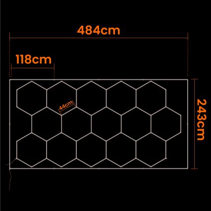 LED-kattovalaisin HEXAGON LED/696W/85-265V 4000K 484x243 cm CRI 90 IP44 valkoinen