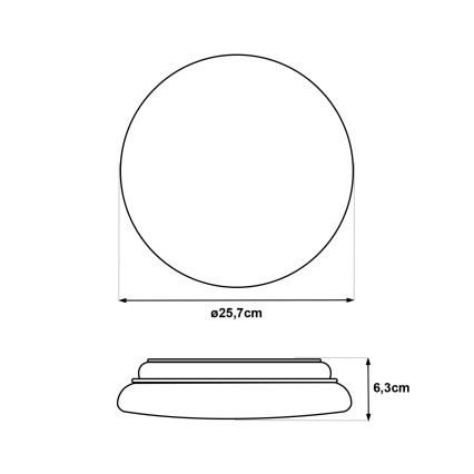 LED-kattovalaisin LENA liiketunnistimella, LED/12W/230V, halkaisija 25,7 cm, valkoinen