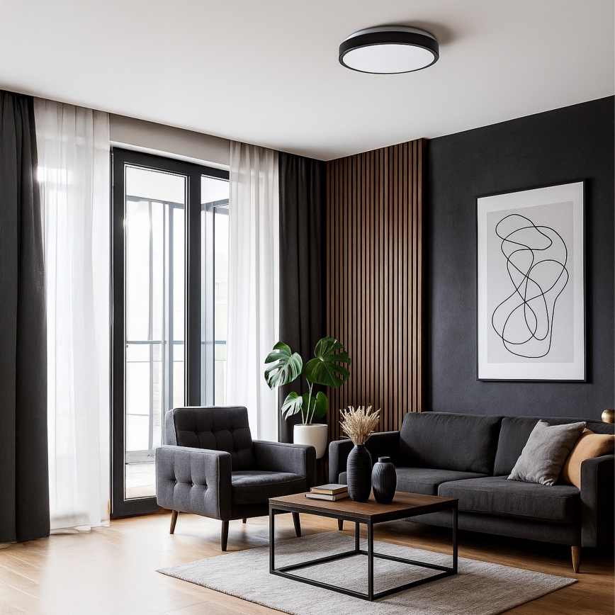 LED-kattovalaisin LIBRA LED/15W/230V 4000K Ø29 cm musta