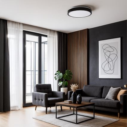 LED-kattovalaisin LIBRA LED/24W/230V 4000K, halkaisija 39 cm, musta