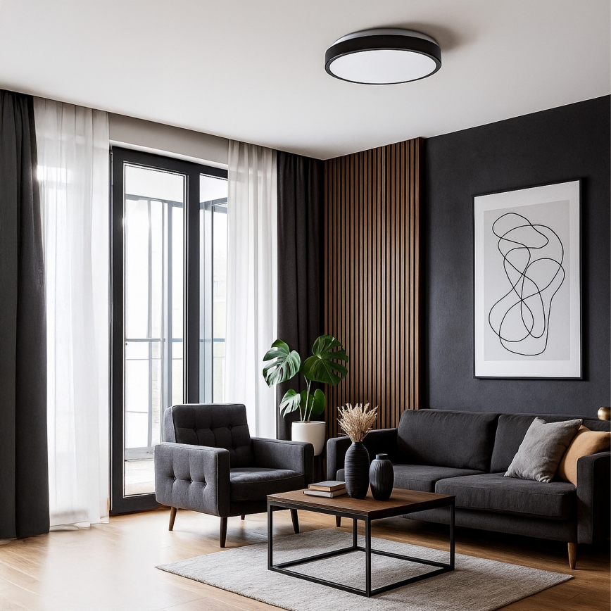 LED-kattovalaisin LIBRA LED/24W/230V 4000K, halkaisija 39 cm, musta