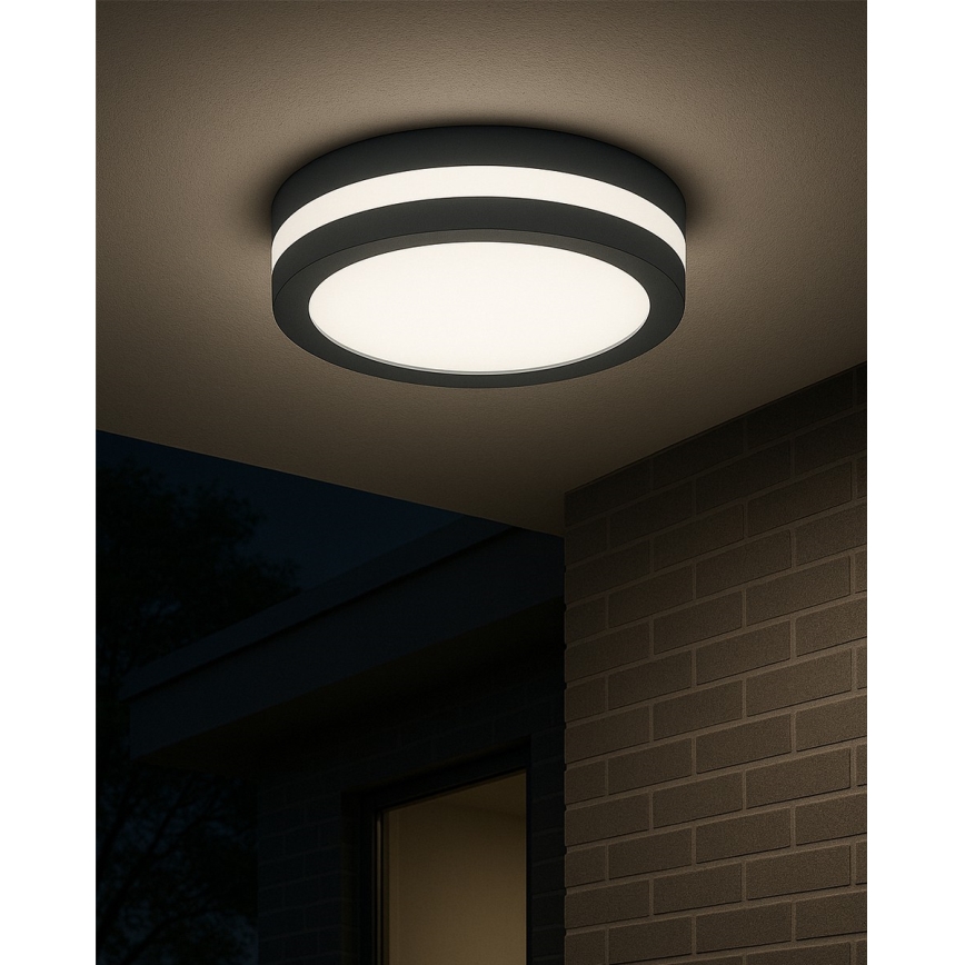 LED-kattovalaisin kylpyhuoneeseen liiketunnistimella LED/20W/230V 3000/4000/6500K Ø 23 cm IP54 antrasiitti
