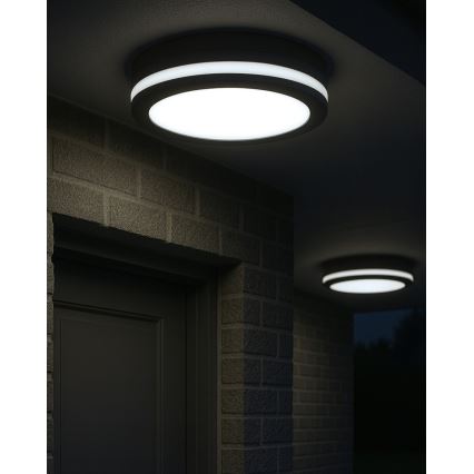 LED-kattovalaisin kylpyhuoneeseen liiketunnistimella LED/20W/230V 3000/4000/6500K Ø 23 cm IP54 antrasiitti
