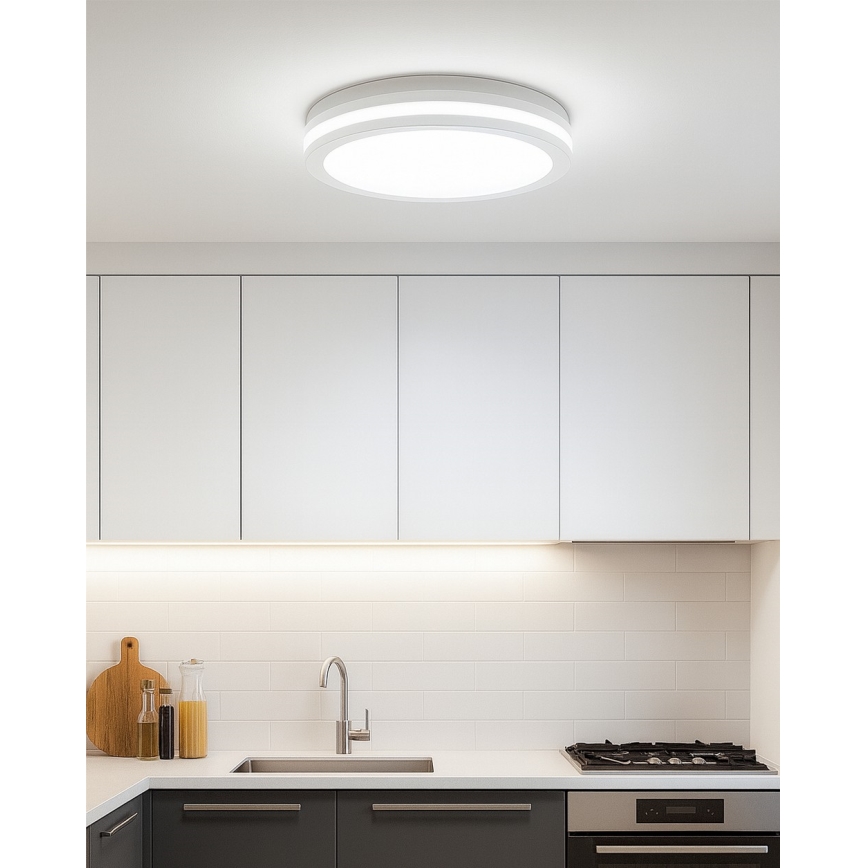 LED-kattovalaisin kylpyhuoneeseen liiketunnistimella LED/20W/230V 3000/4000/6500K halkaisija 23 cm IP54 valkoinen