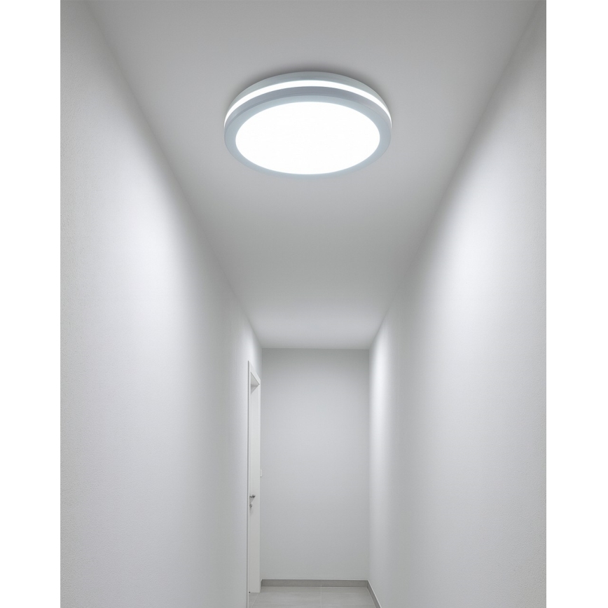 LED-kattovalaisin kylpyhuoneeseen liiketunnistimella LED/20W/230V 3000/4000/6500K halkaisija 23 cm IP54 valkoinen