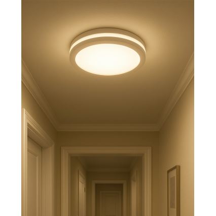 LED-kattovalaisin kylpyhuoneeseen liiketunnistimella LED/20W/230V 3000/4000/6500K halkaisija 23 cm IP54 valkoinen
