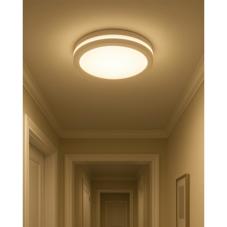 LED-kattovalaisin kylpyhuoneeseen liiketunnistimella LED/20W/230V 3000/4000/6500K halkaisija 23 cm IP54 valkoinen