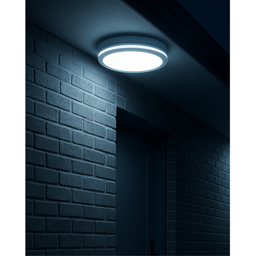 LED-kattovalaisin kylpyhuoneeseen liiketunnistimella LED/20W/230V 3000/4000/6500K halkaisija 23 cm IP54 valkoinen