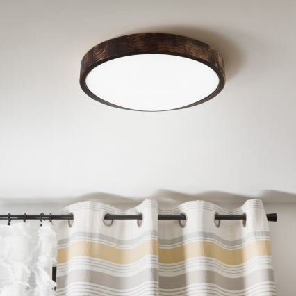 LED-kattovalaisin OAK SMOKY SLIM, 36 W, 230 V, 4000 K, Ø 37 cm, tammi/tummanruskea