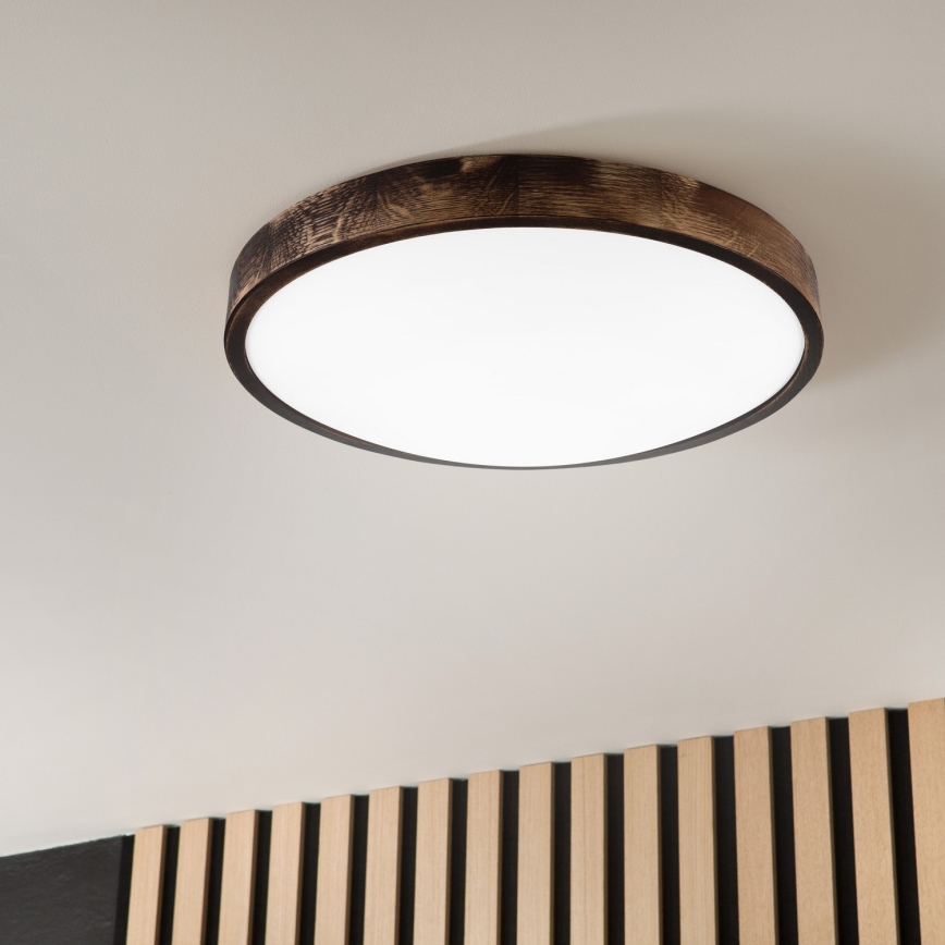 LED-kattovalaisin OAK SMOKY SLIM LED/36W/230V 4000K halkaisija 47 cm tammi/tummanruskea