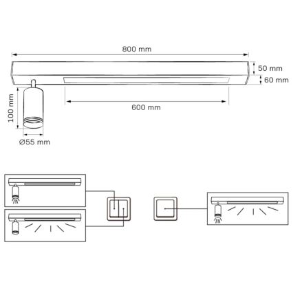 LED-kattovalaisin PARIISI LED/24W/230V + 1xGU10/10W musta