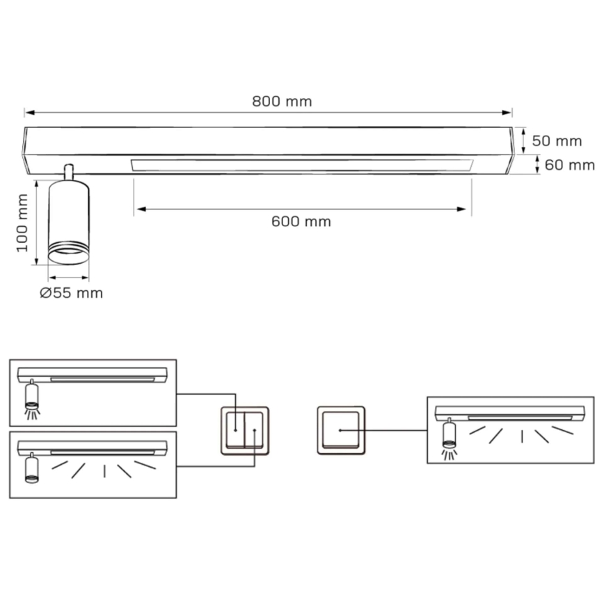LED-kattovalaisin PARIISI LED/24W/230V + 1xGU10/10W musta