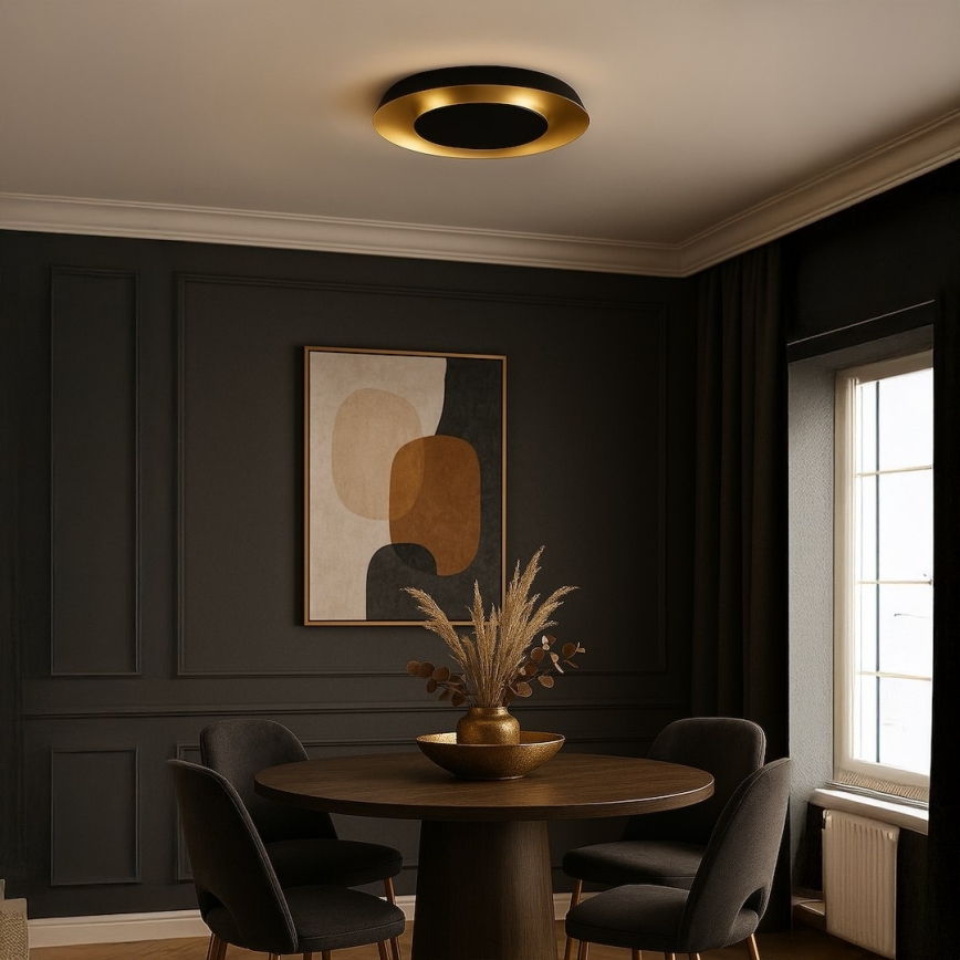LED-kattovalaisin PIATTINO LED/30W/230V 3000/4000/6000K halkaisija 40 cm musta/kultainen