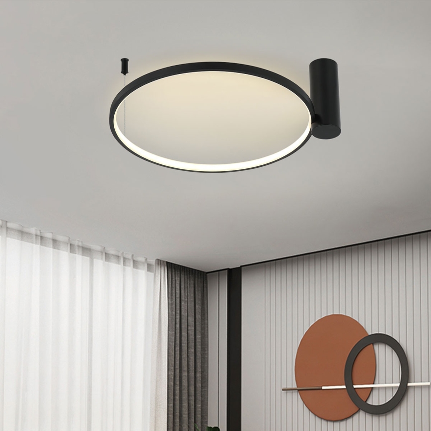 LED-kattovalaisin RING S, 34 W, 230 V, 3000/4000/6000 K, halkaisija 60 cm, musta
