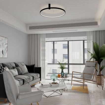LED-kattovalaisin RING S, 34 W, 230 V, 3000/4000/6000 K, halkaisija 60 cm, musta