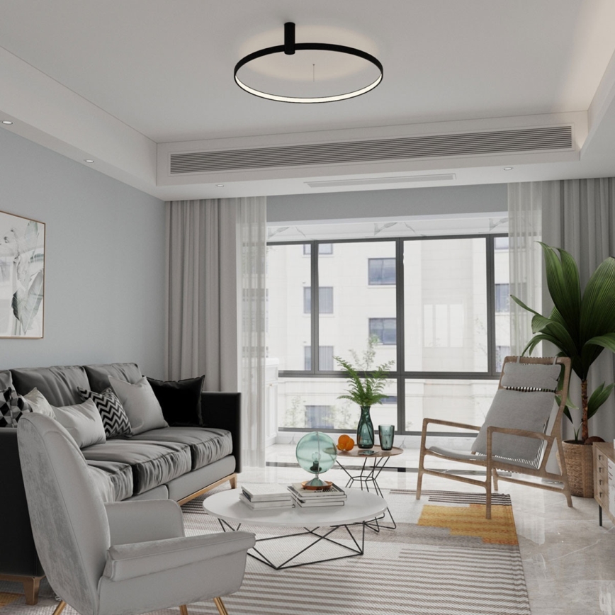 LED-kattovalaisin RING S, 34 W, 230 V, 3000/4000/6000 K, halkaisija 60 cm, musta