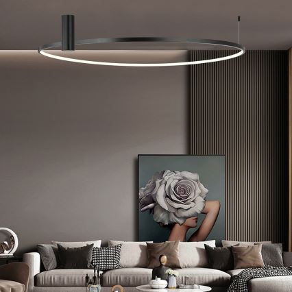 LED-kattovalaisin RING S LED/50W/230V 3000/4000/6000K Ø 90 cm musta
