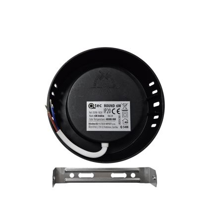 LED-kattovalaisin ROUND LED/6W/230V 4000K halkaisija 12,1 cm musta