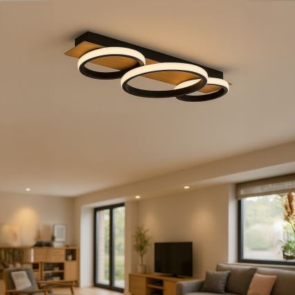 LED-kattovalaisin ROWENA LED/18W/230V musta/ruskea