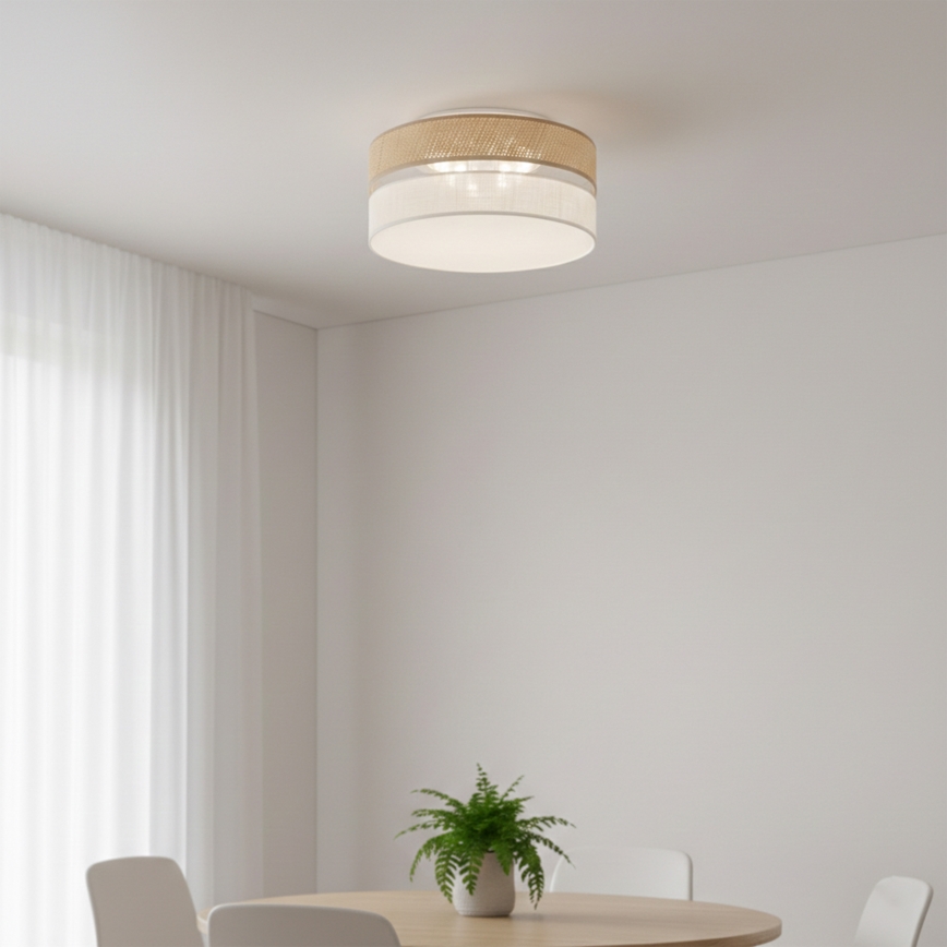 LED-kattovalaisin SIRJA BOHO LED/20W/230V 4000K halkaisija 35 cm beige/valkoinen