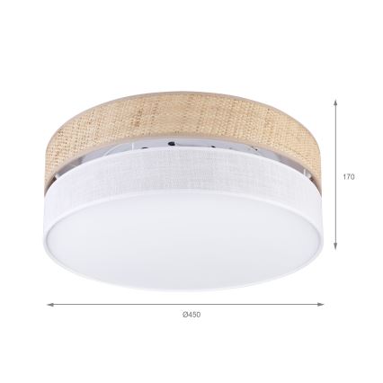 LED-kattovalaisin SIRJA BOHO LED/36W/230V 4000K halkaisija 45 cm beige/valkoinen