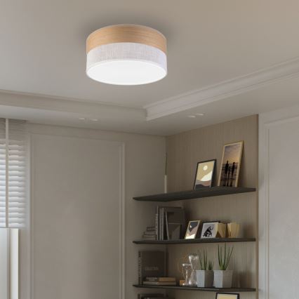 LED-kattovalaisin SIRJA WOOD LED/20W/230V halkaisija 35 cm valkoinen/tammi